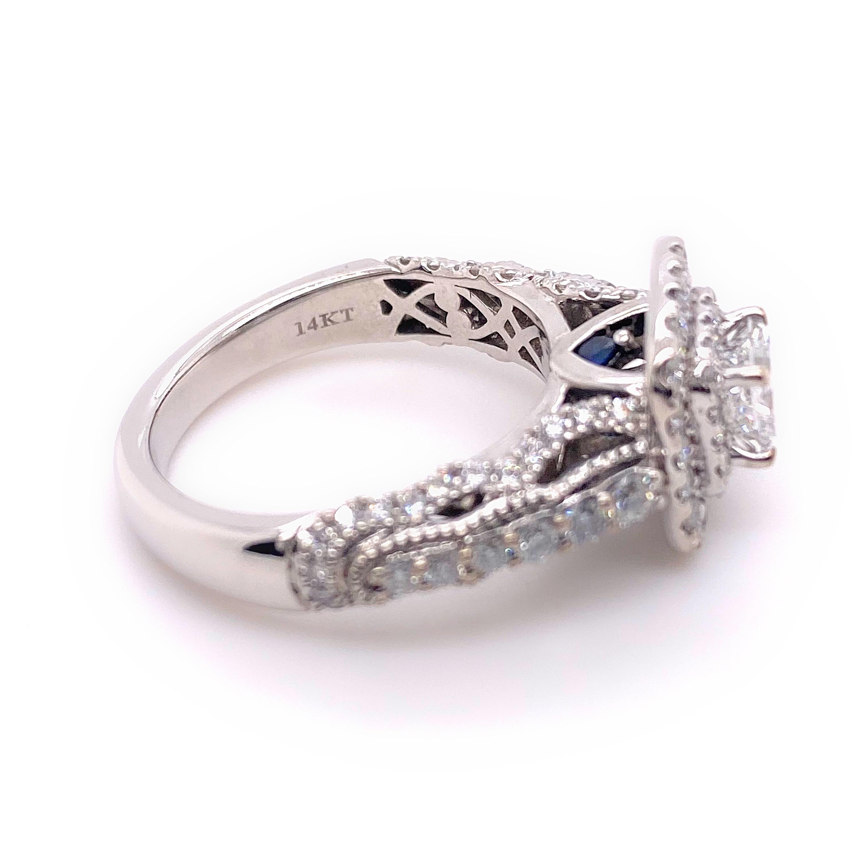 Vera Wang Love Princess Diamond 1 1/3 Tcw Engagment Ring 14kt White Gold For Sale 5