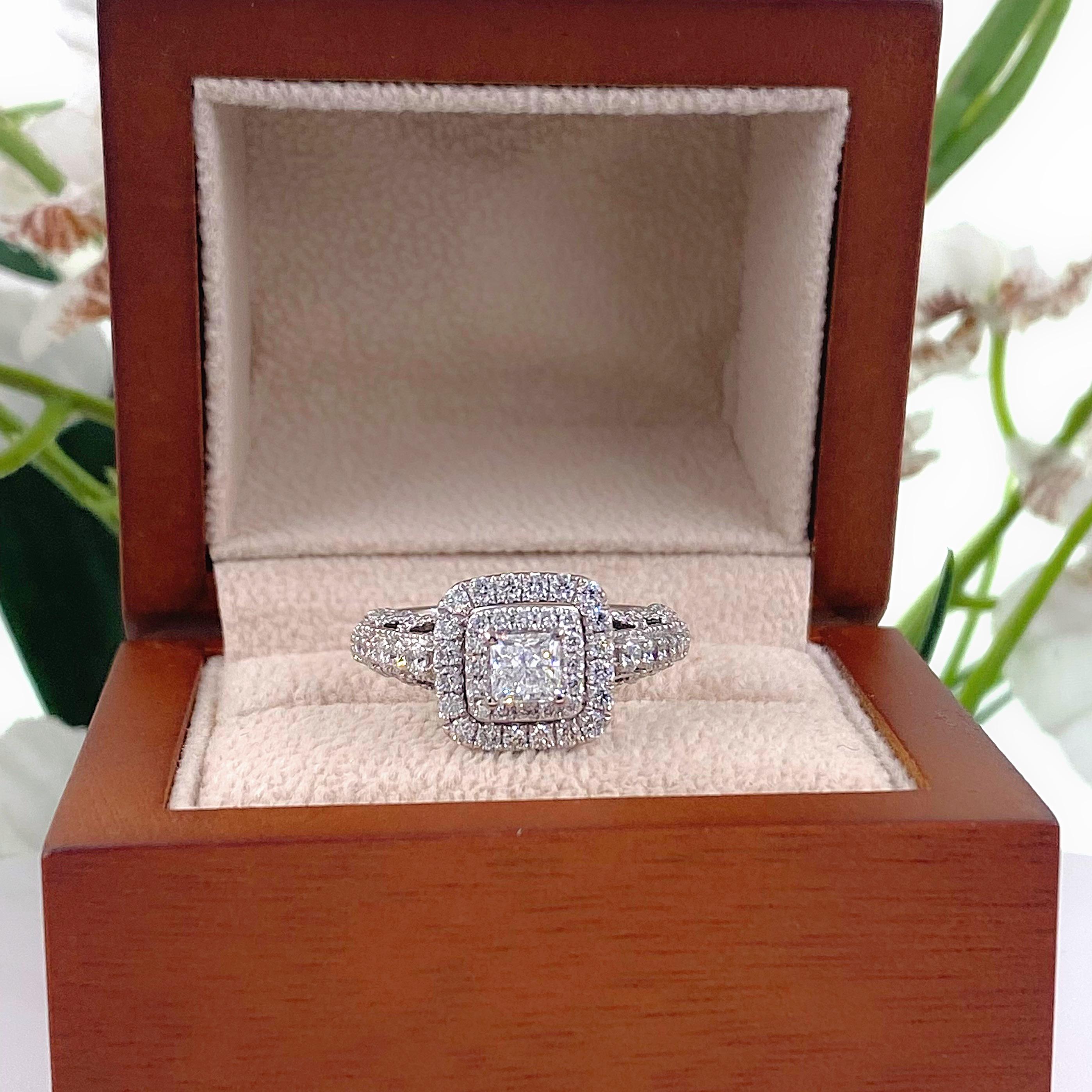 Vera Wang Love Princess Diamond 1 1/3 Tcw Engagment Ring 14kt White Gold For Sale 6