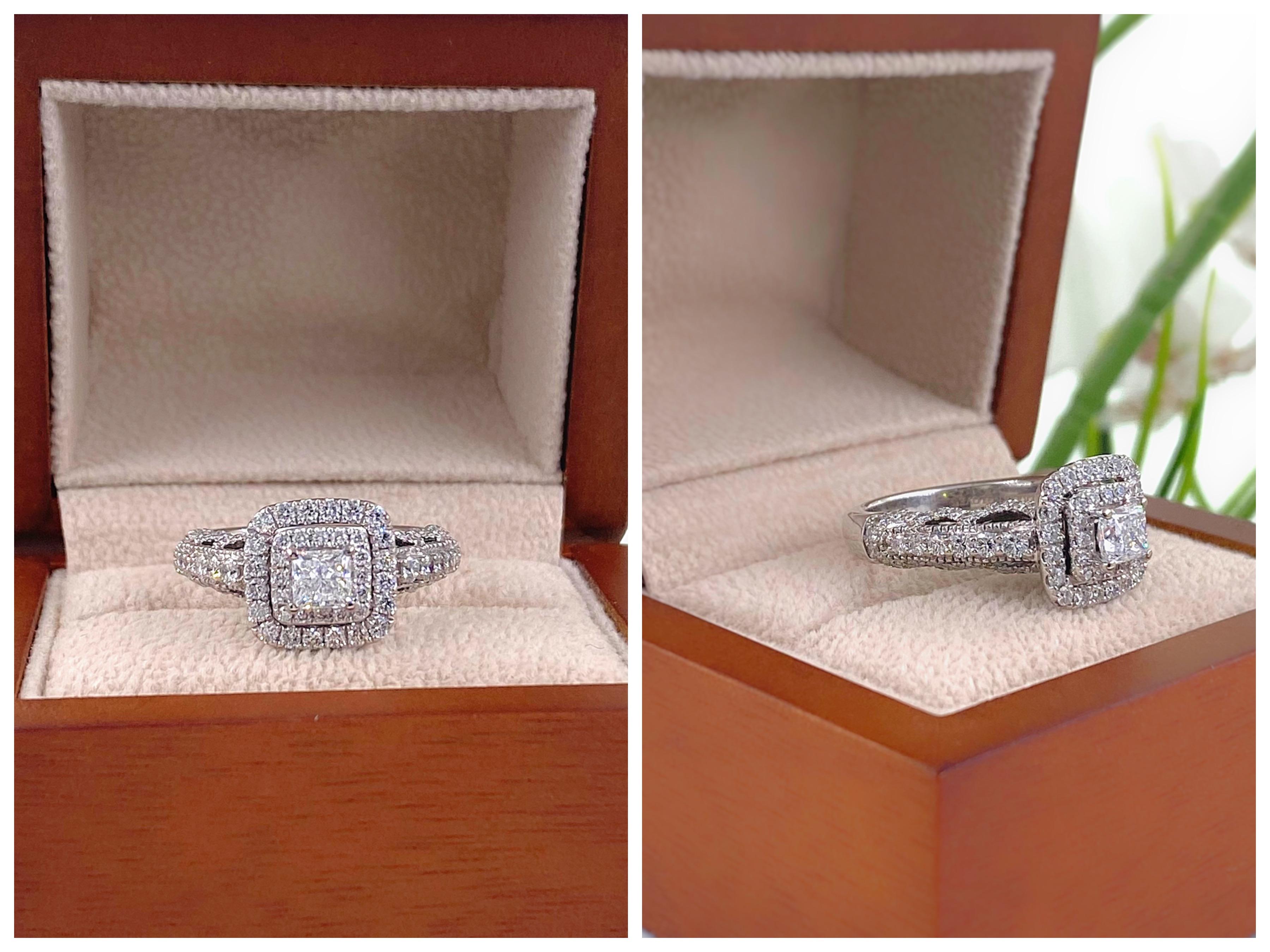 Vera Wang Love Princess Diamond 1 1/3 Tcw Engagment Ring 14kt White Gold For Sale 8