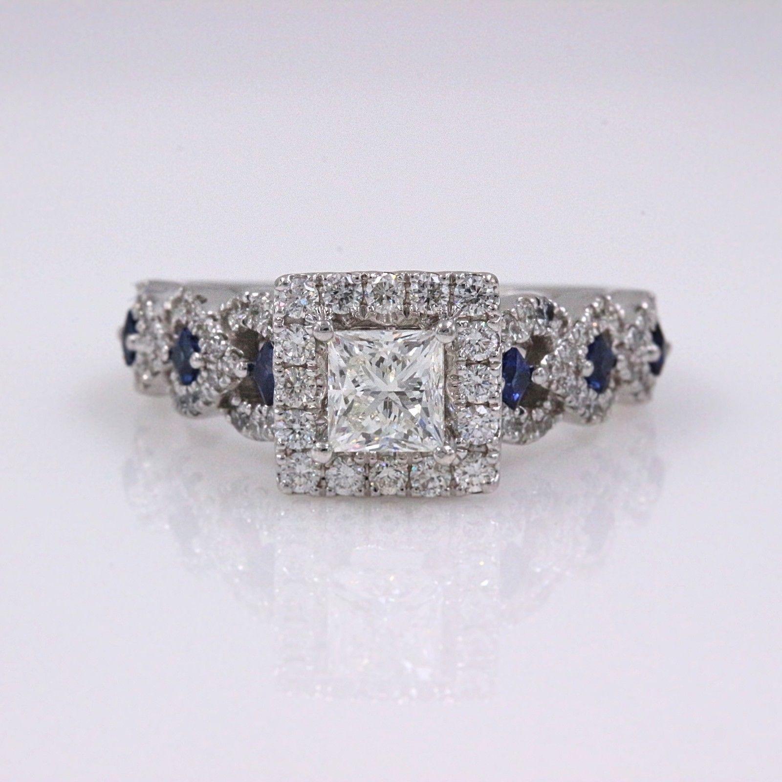 Vera Wang Love Ring Diamond and Sapphire 1.00 Carat 14 Karat White Gold In Excellent Condition In San Diego, CA