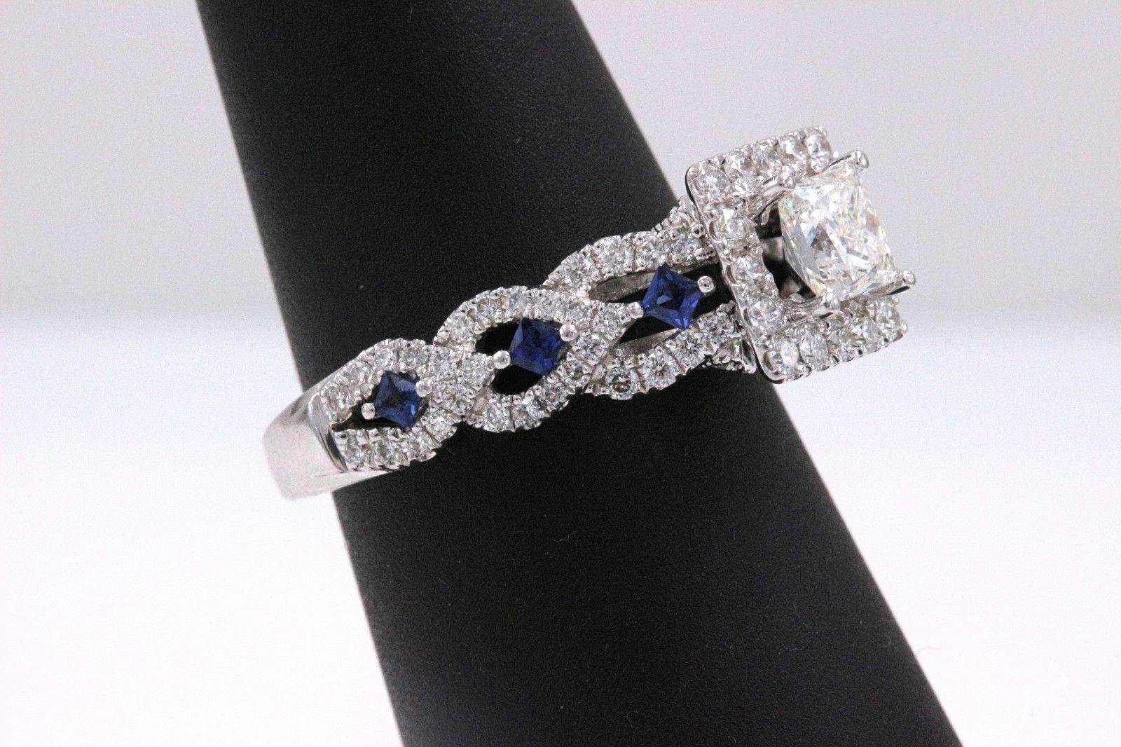 Women's Vera Wang Love Ring Diamond and Sapphire 1.00 Carat 14 Karat White Gold