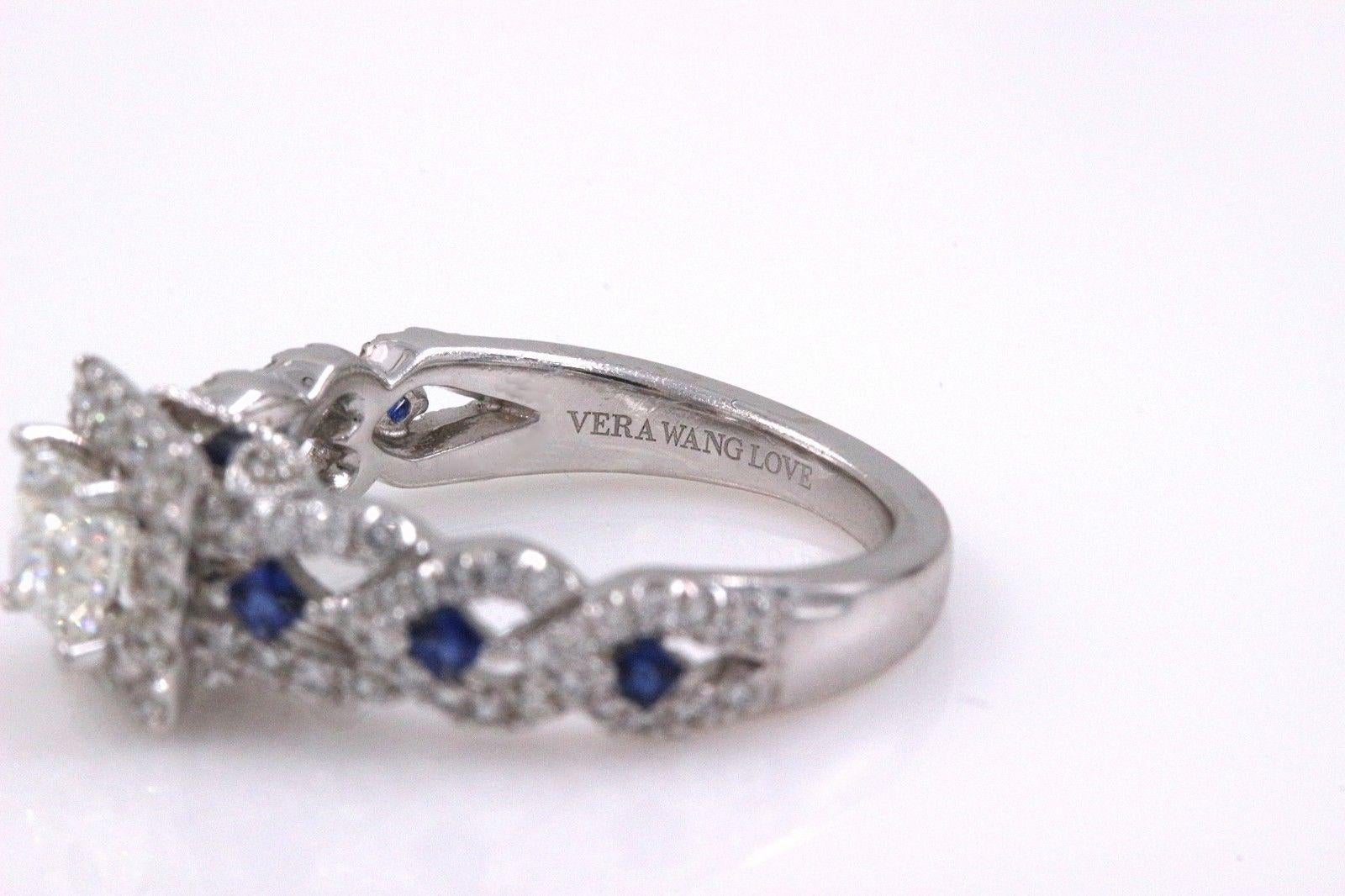 Vera Wang Love Ring Diamond and Sapphire 1.00 Carat 14 Karat White Gold 1