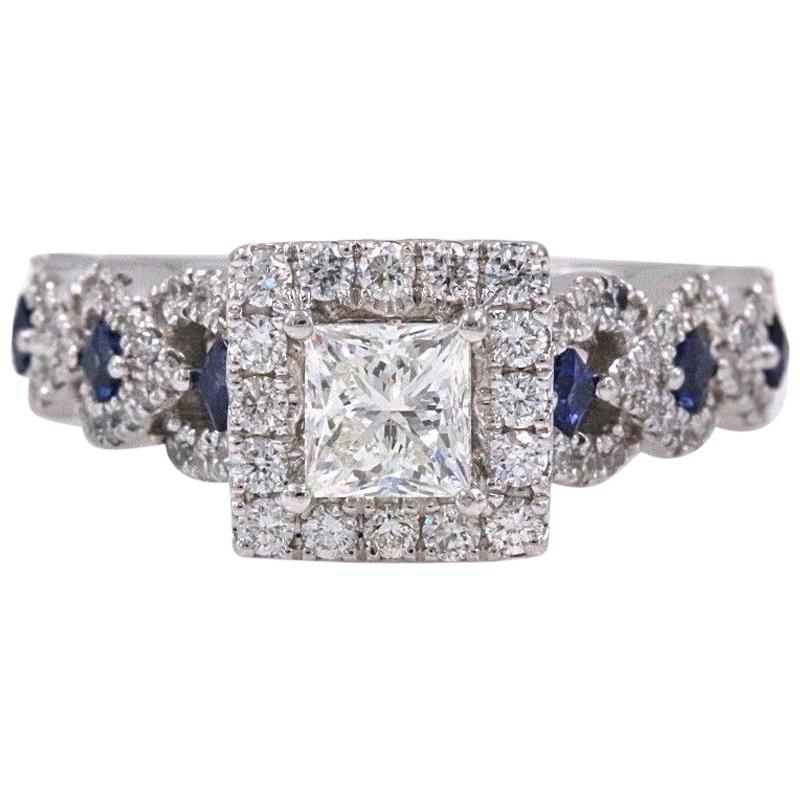 Vera Wang Love Ring Diamond and Sapphire 1.00 Carat 14 Karat White Gold