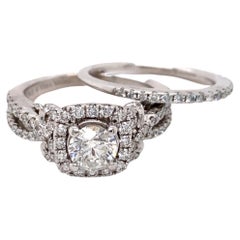 Vera Wang Love Round Diamond Engagement Ring & Band Set 1.28 tcw 14k White Gold