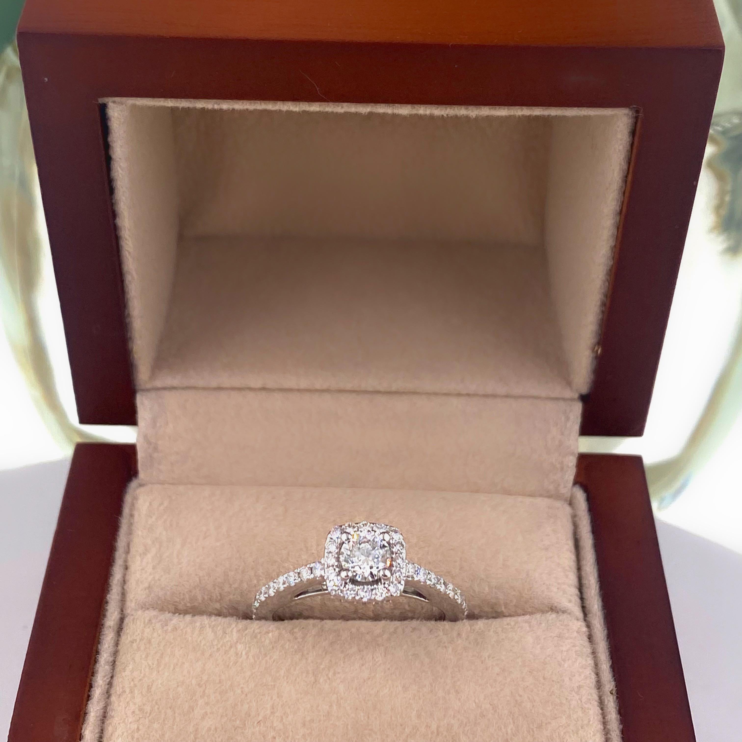 Vera Wang Love Wish 7/8 Tcw Round Brilliant Diamond Halo Engagement Ring 14kt 2