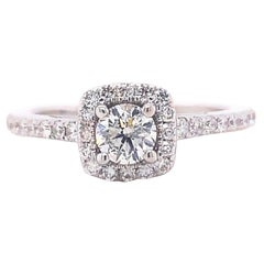Vera Wang Love Wish 7/8 Tcw Round Brilliant Diamond Halo Engagement Ring 14kt