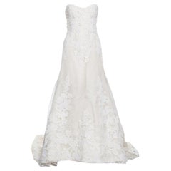 Vera Wang Luxe - Crème - Robe de mariage haute et basse avec appliques en dentelle florale M