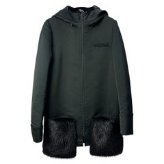 Vera Wang Pre-Fall 2014 Abrigo de poliéster con bolsillos de piel Sz.40