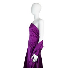 Vera Wang Purple Satin Strapless Evening Gown