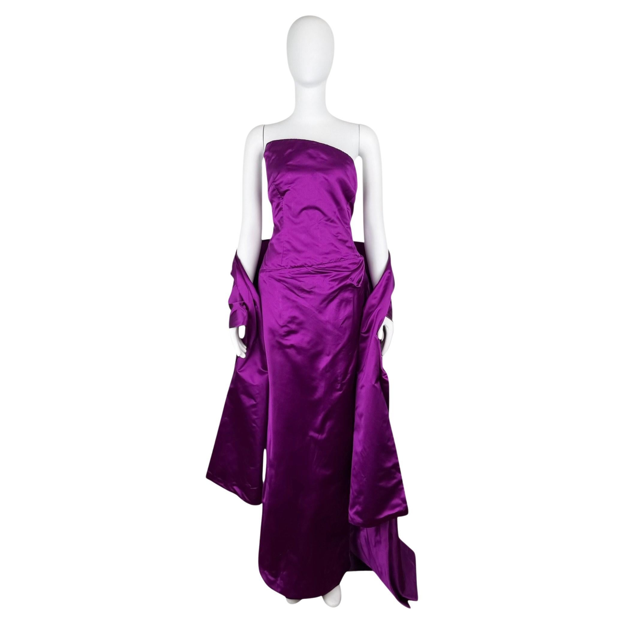 Vera Wang – Lila, trägerloses Abendkleid aus Satin