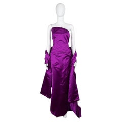 Vera Wang Purple Satin Strapless Evening Gown