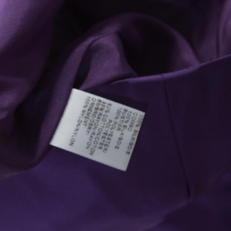 Vera Wang Purple Silk Crystal Embellished Off Shoulder Dress L en vente 1