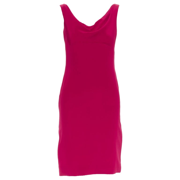 VERA WANG red slinky draped cowl neck sleeveless mini dress For