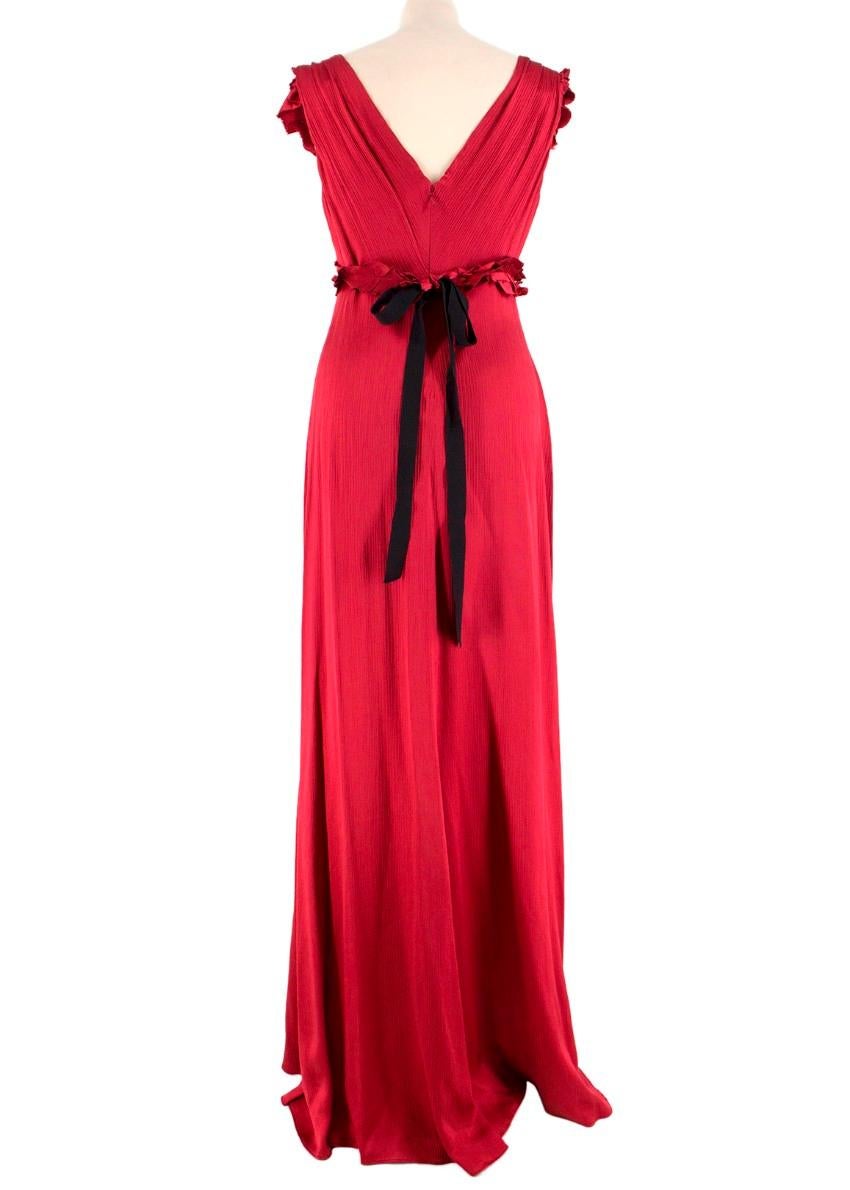 Vera Wang Red V-neck Silk Gown US 6 In New Condition In London, GB