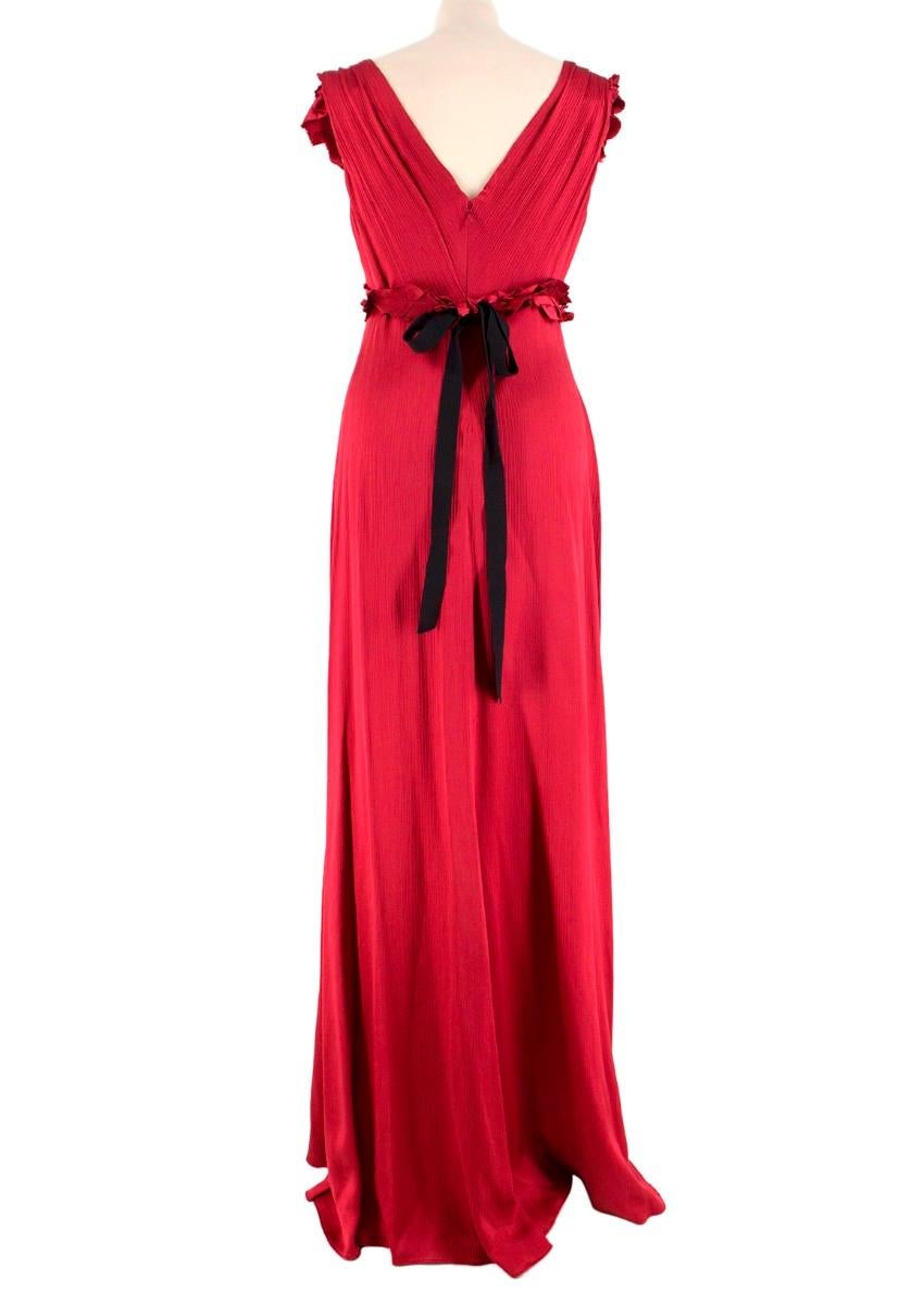 red v neck gown