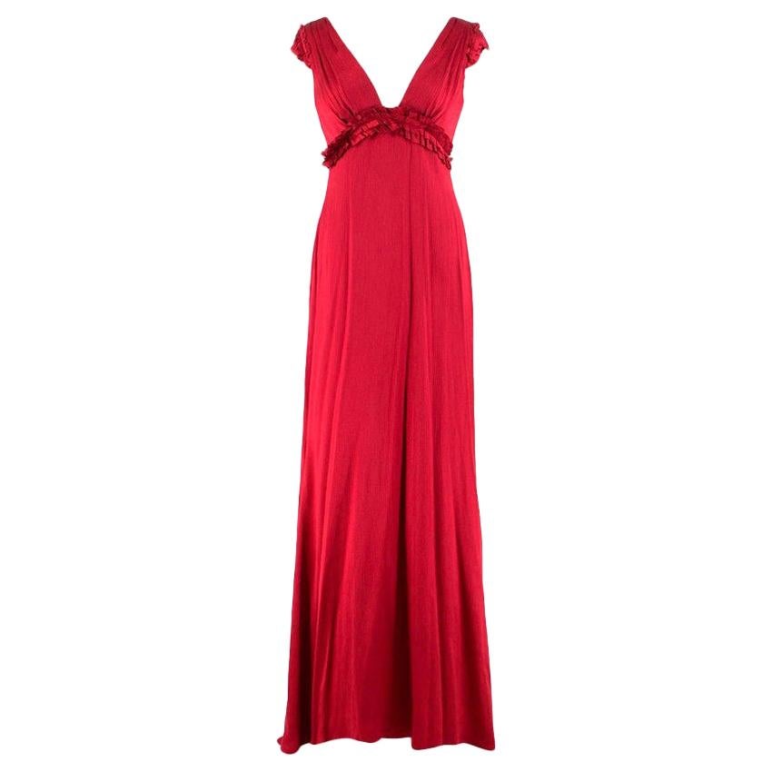 Vera Wang Red V-neck Silk Gown US 6