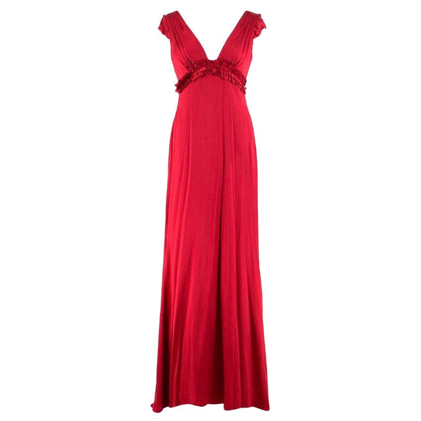 Vera Wang Red V-neck Silk Gown US 6