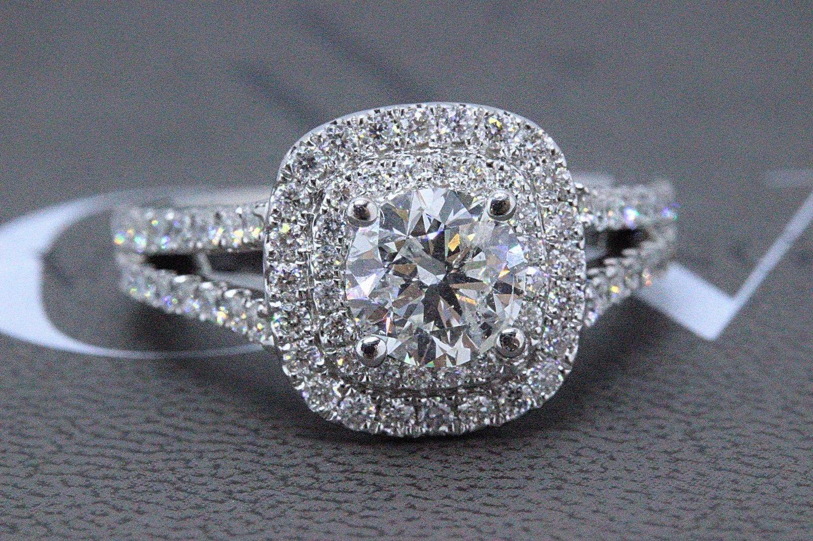Bague Vera Wang - Diamant rond de 2::00 carats à tige fendue en or blanc 14 carats Excellent état à San Diego, CA