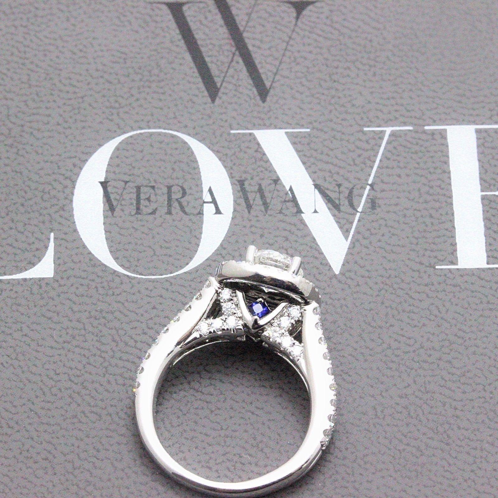 Bague Vera Wang - Diamant rond de 2::00 carats à tige fendue en or blanc 14 carats 4