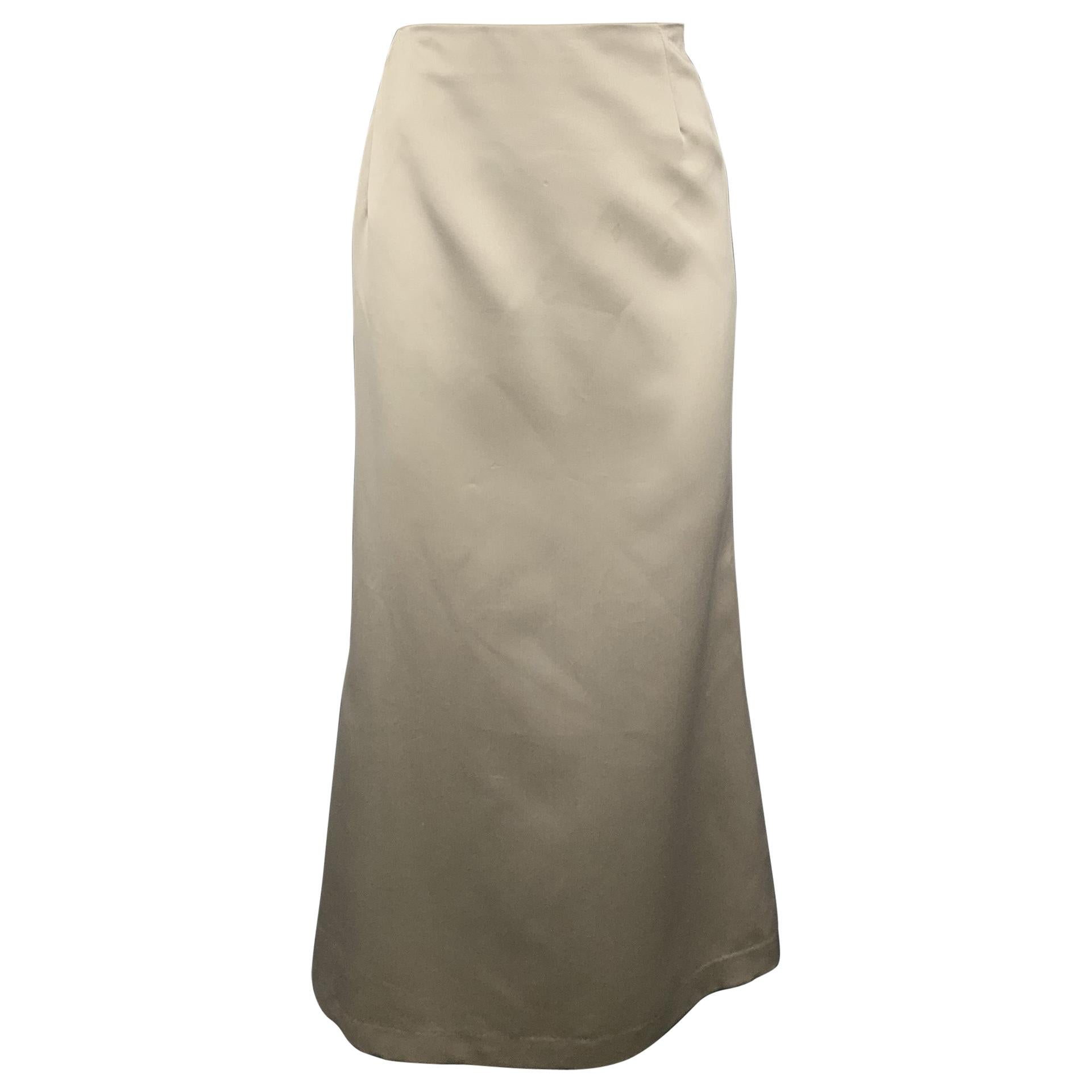 VERA WANG Size 12 Champagne Satin Polyester A-Line Skirt