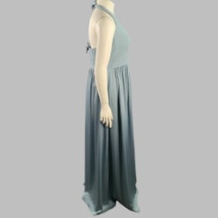 VERA WANG Size 12 Dusty Blue Polyester Halter Long Evening Gown