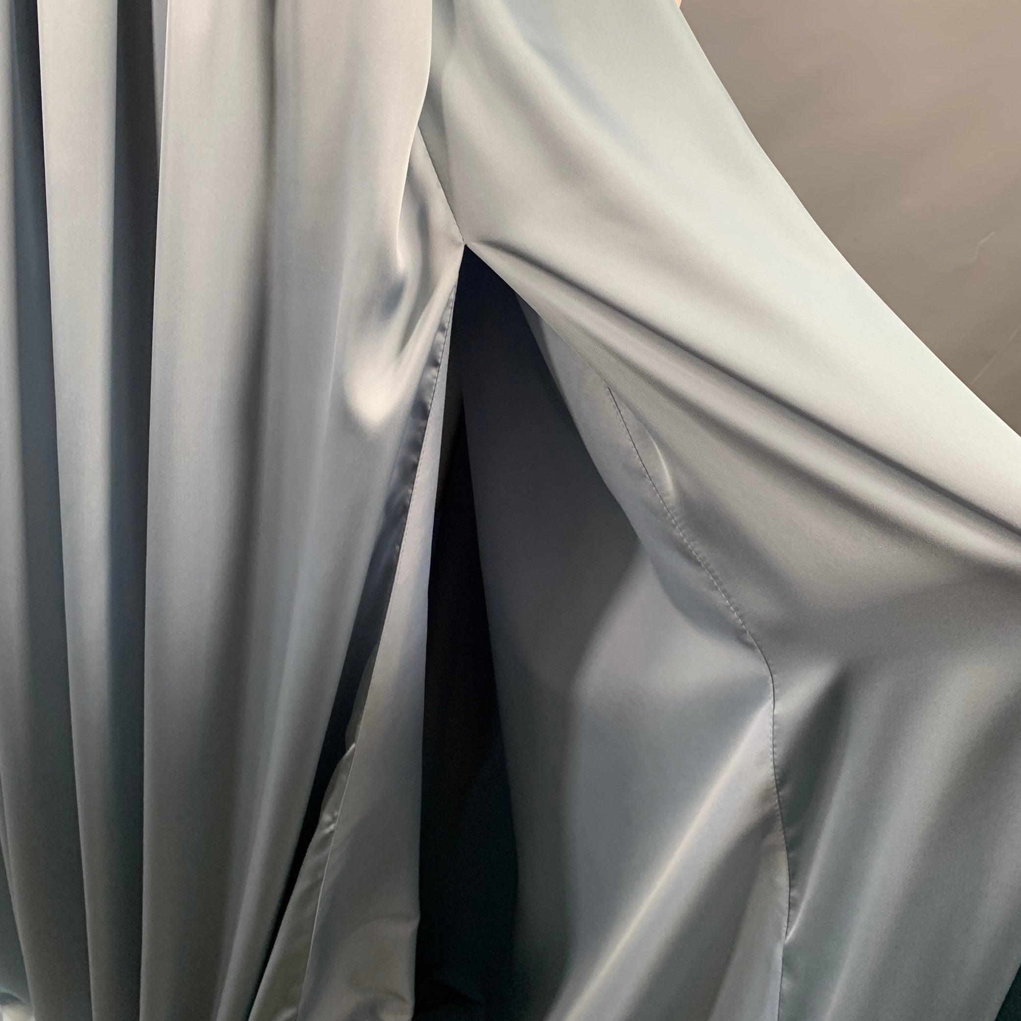 Vera Wang Taille 12 Robe de soirée longue dos nu en polyester bleu poussière en vente 3