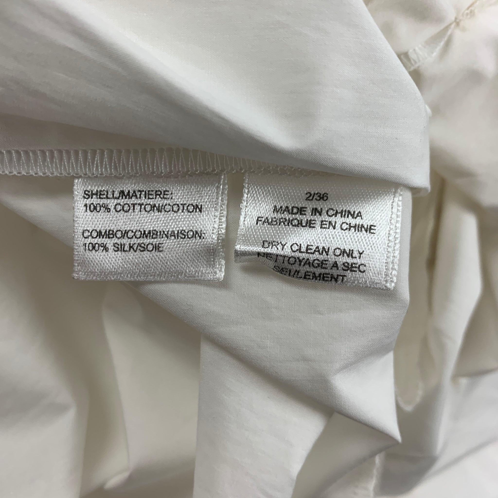 Women's VERA WANG Size 2 White Cotton Silk Mixed Fabrics Pleated Dress For Sale