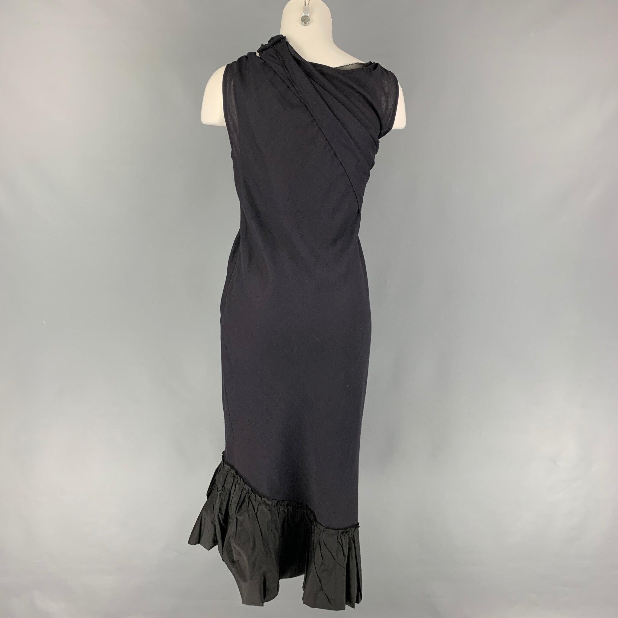 VERA WANG Size 4 Navy Wool Polyester Sleeveless Dress In Good Condition For Sale In San Francisco, CA