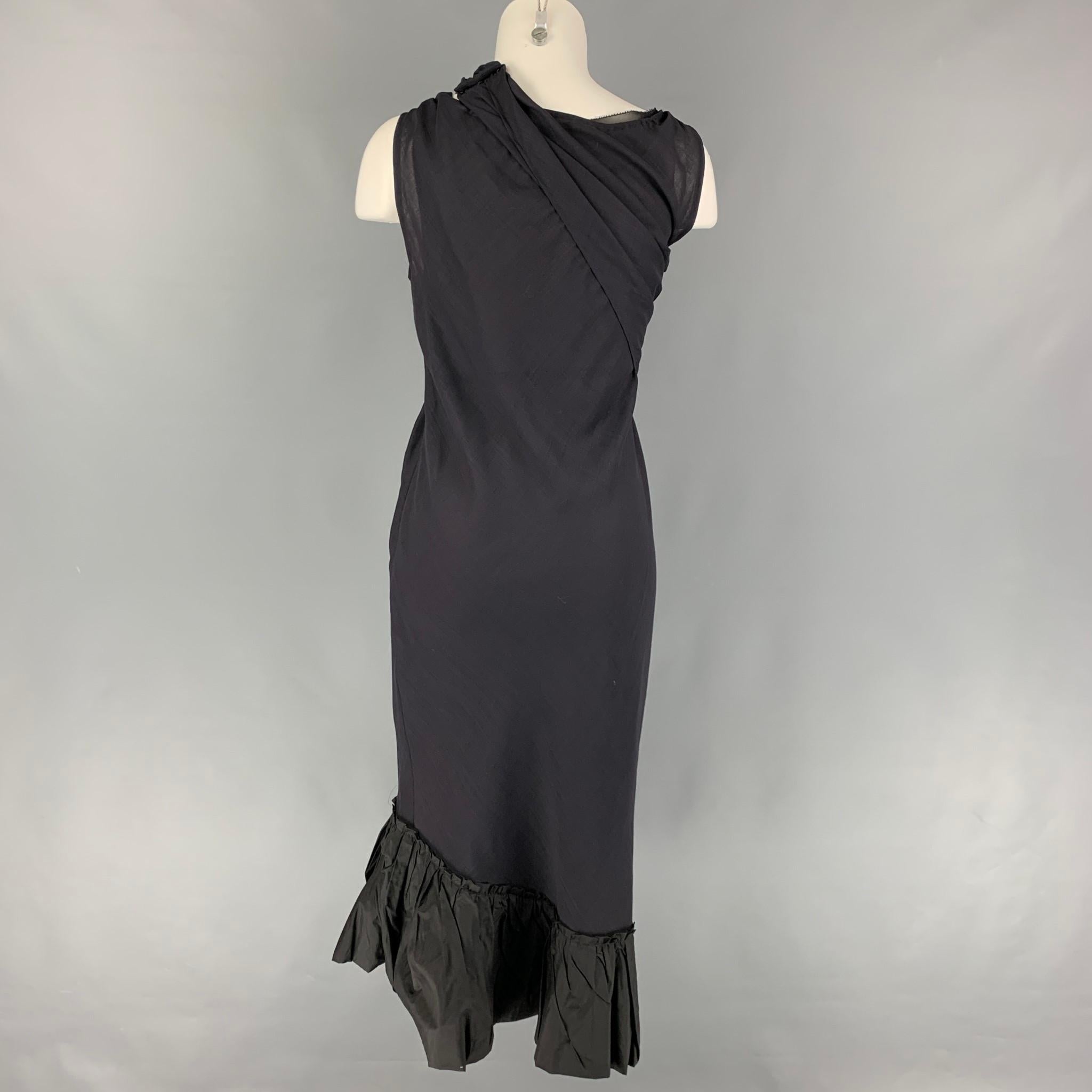 VERA WANG Size 4 Navy Wool Polyester Sleeveless Dress In Good Condition In San Francisco, CA