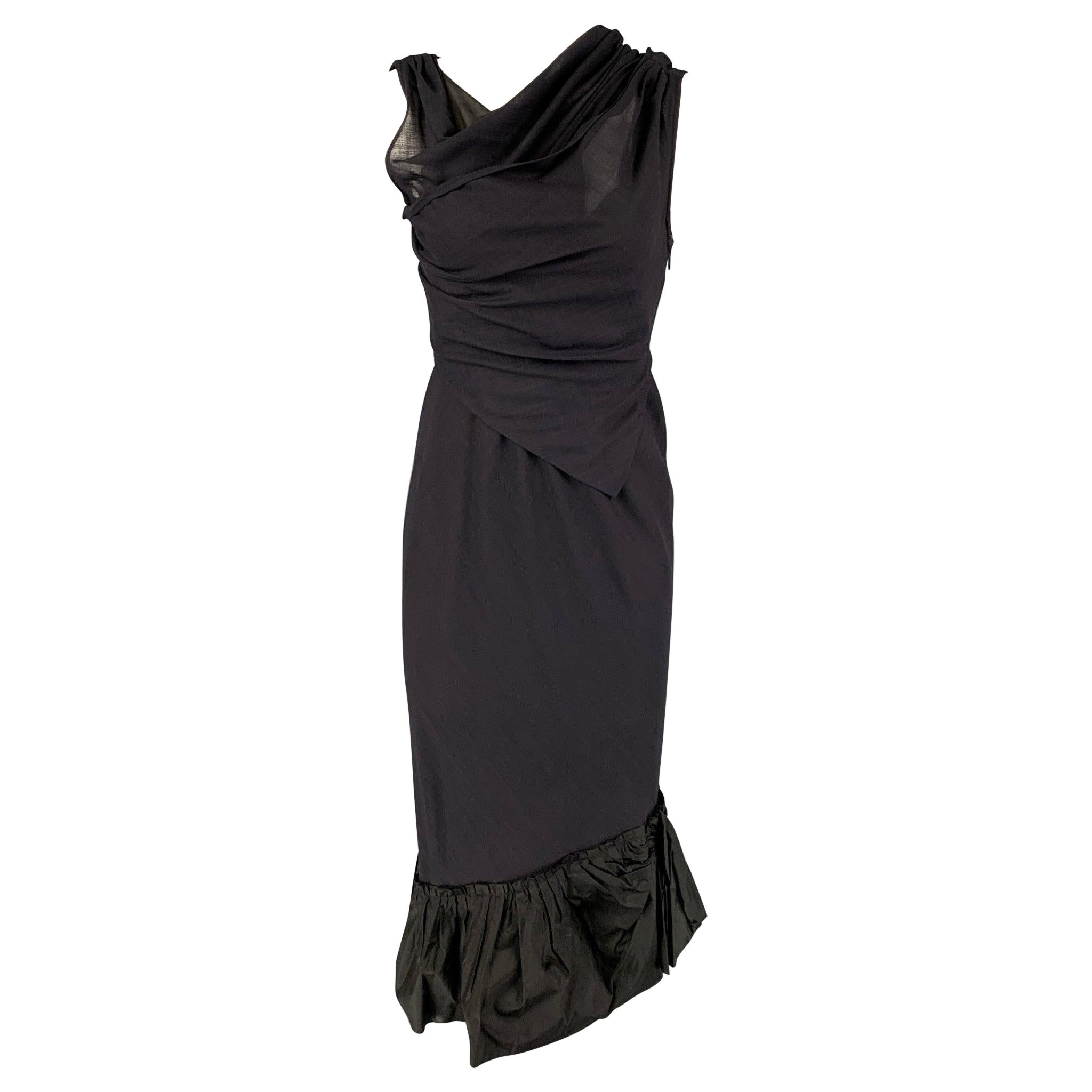 Robe sans manches VERA WANG taille 4 en laine et polyester bleu marine