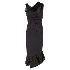 Robe sans manches VERA WANG taille 4 en laine et polyester bleu marine