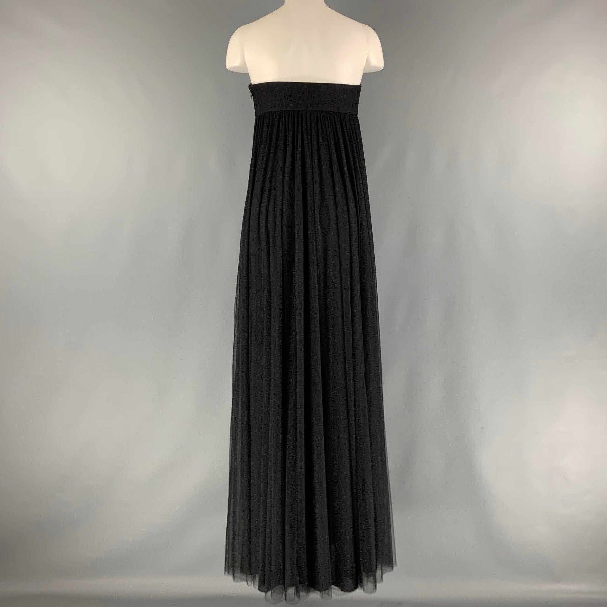 VERA WANG Größe 6 Schwarz Polyester Durchsichtiges trägerloses Kleid im Zustand „Hervorragend“ im Angebot in San Francisco, CA