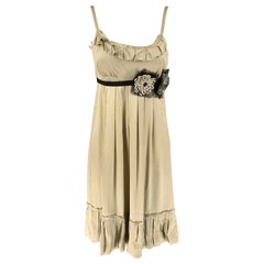 VERA WANG Size 6 Moss Silk Ribbed Spaghetti Straps Cocktail Dress