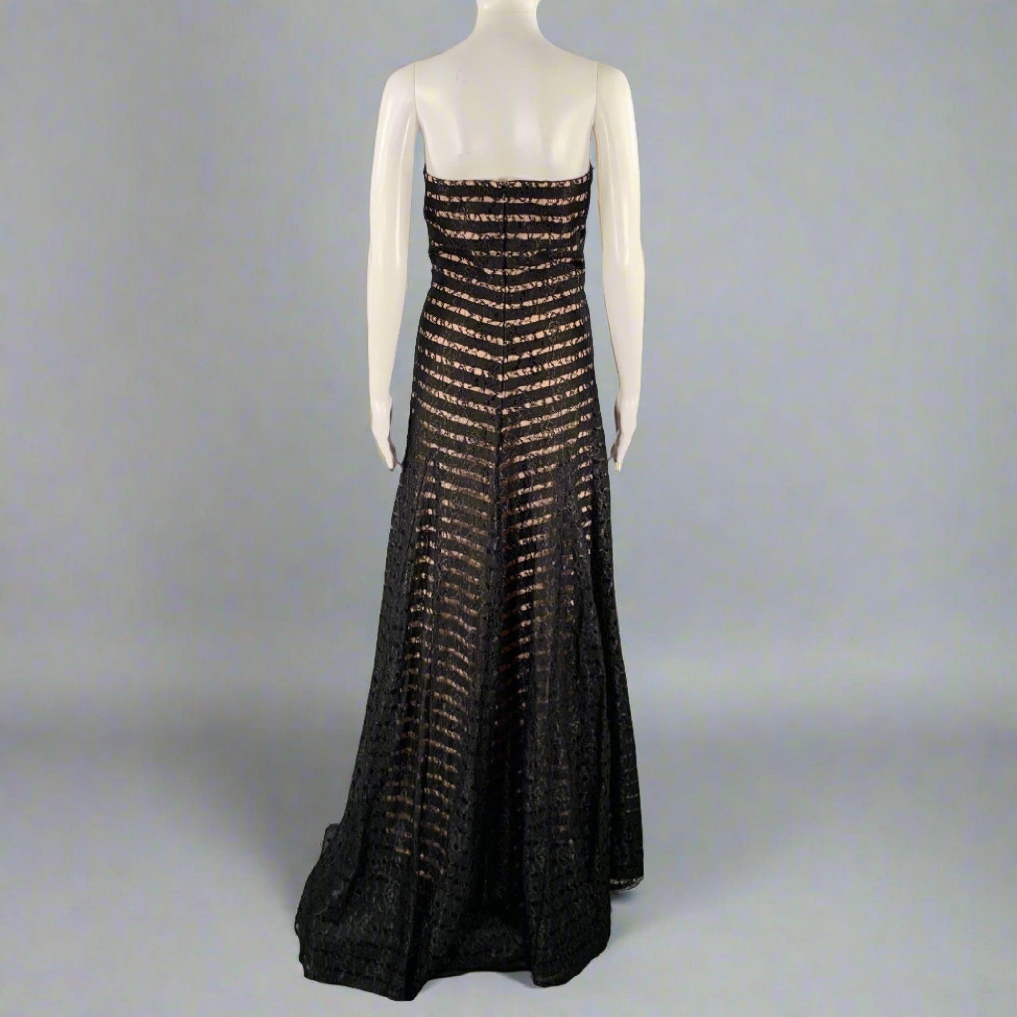 VERA WANG Size 8 Black Pink Nylon Blend Double Layer Long Dress In Good Condition For Sale In San Francisco, CA
