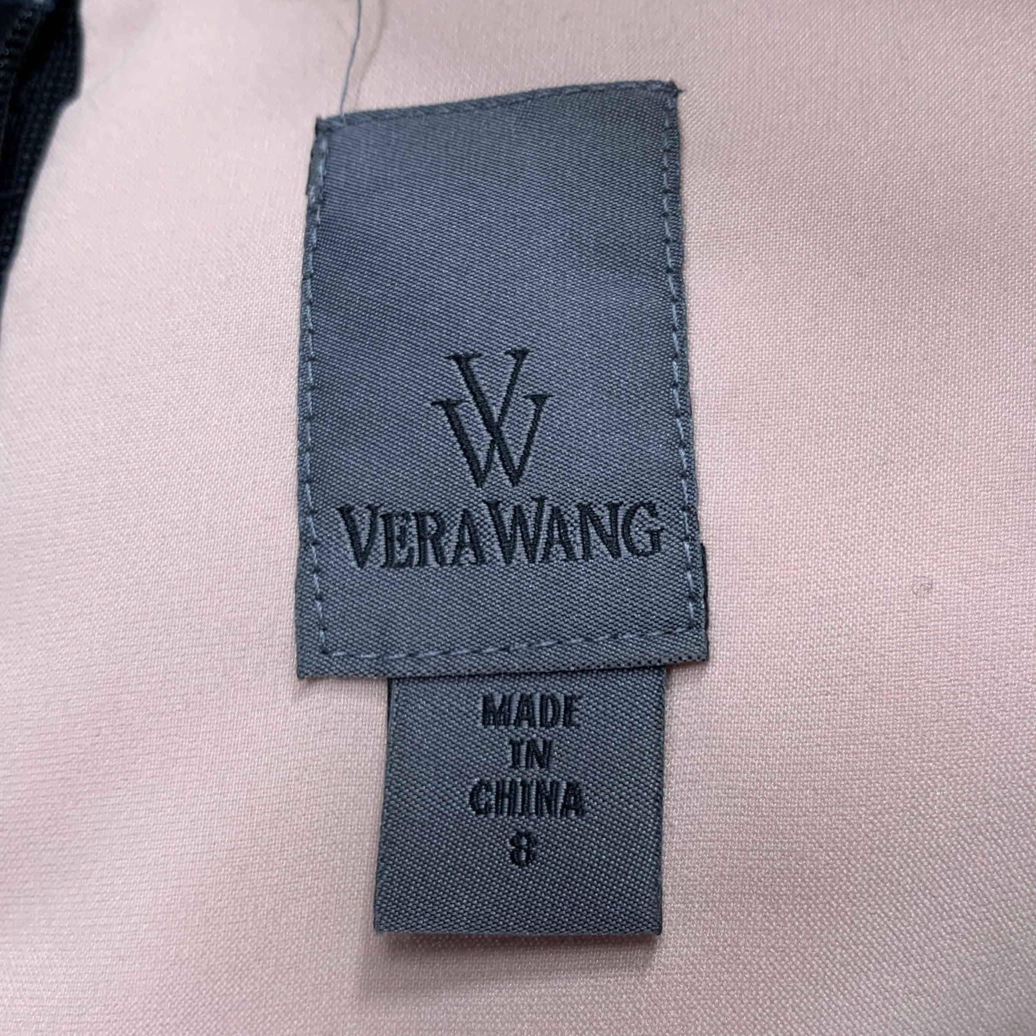 VERA WANG Size 8 Black Pink Nylon Blend Double Layer Long Dress For Sale 2