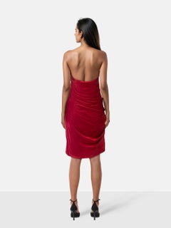 Vera Wang Vera Wang Lavender Label Red Silk Ruched Strapless Dress Size L