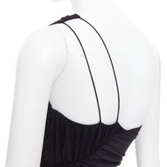 VERA WANG Vintage black one shoulder ruched waist silk lined dress US2 S