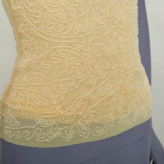VERA WANG Vintage butter yellow clear bead embellished bandeau tube top US4 S