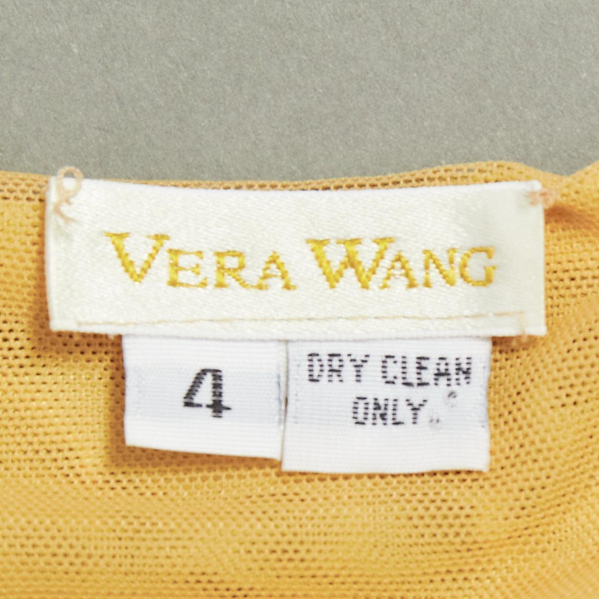 VERA WANG Vintage giallo burro impreziosito da perline e top a fascia US4 S in vendita 3
