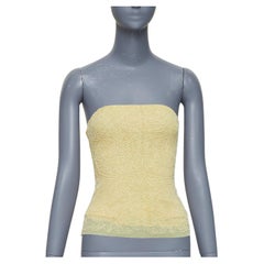 VERA WANG Vintage buttergelb klar Perlen verschönert Bandeau Röhrenoberteil US4 S