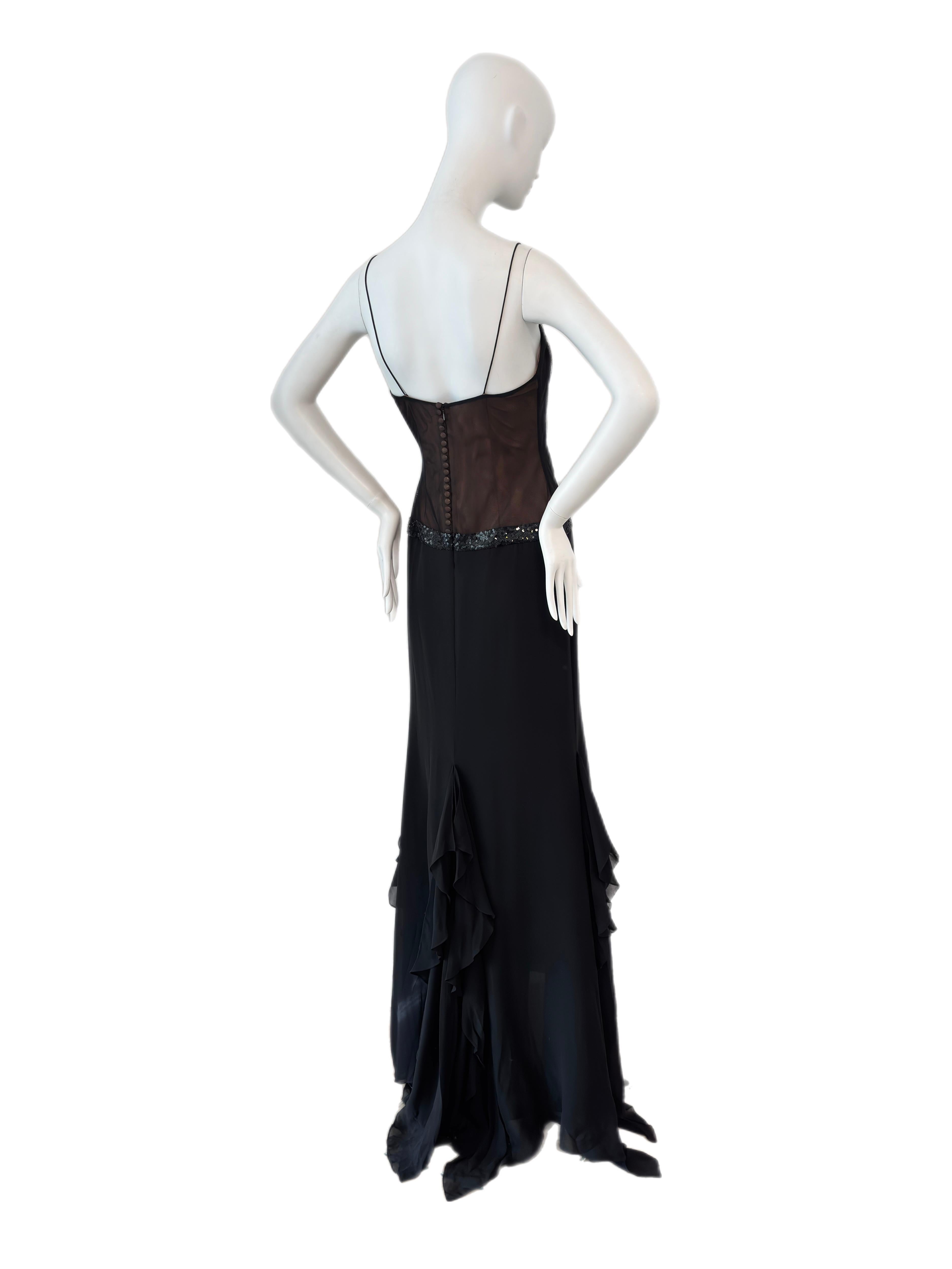 De las mujeres VERA WANG Vintage c. 2005 Vestido de noche con paneles de malla en venta