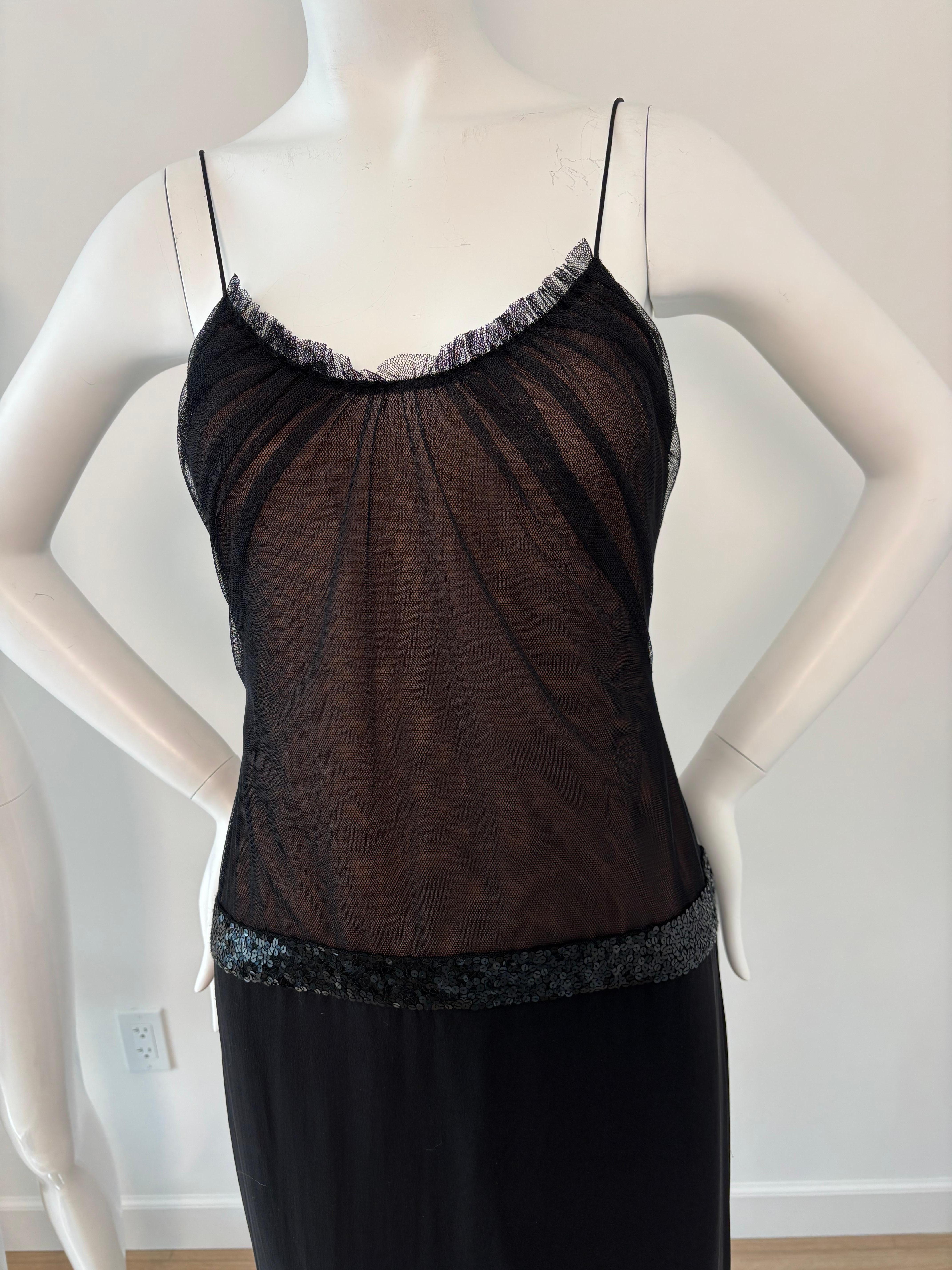 VERA WANG Vintage c. 2005 Vestido de noche con paneles de malla en venta 1