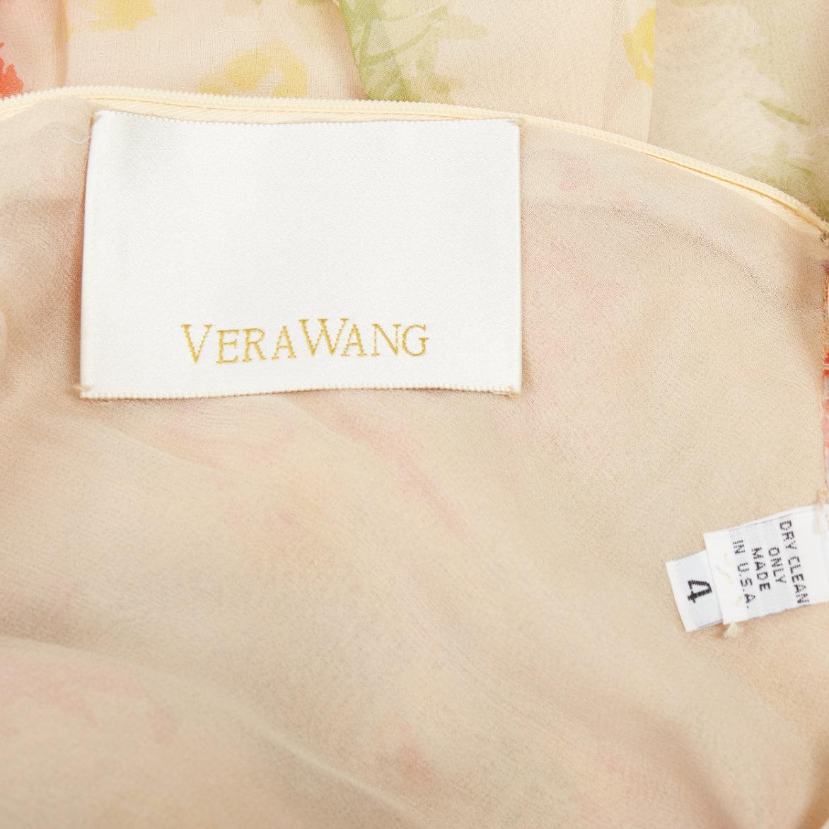 Vera Wang Gonna midi in seta con stampa floreale a margherite colorate US4 S in vendita 3