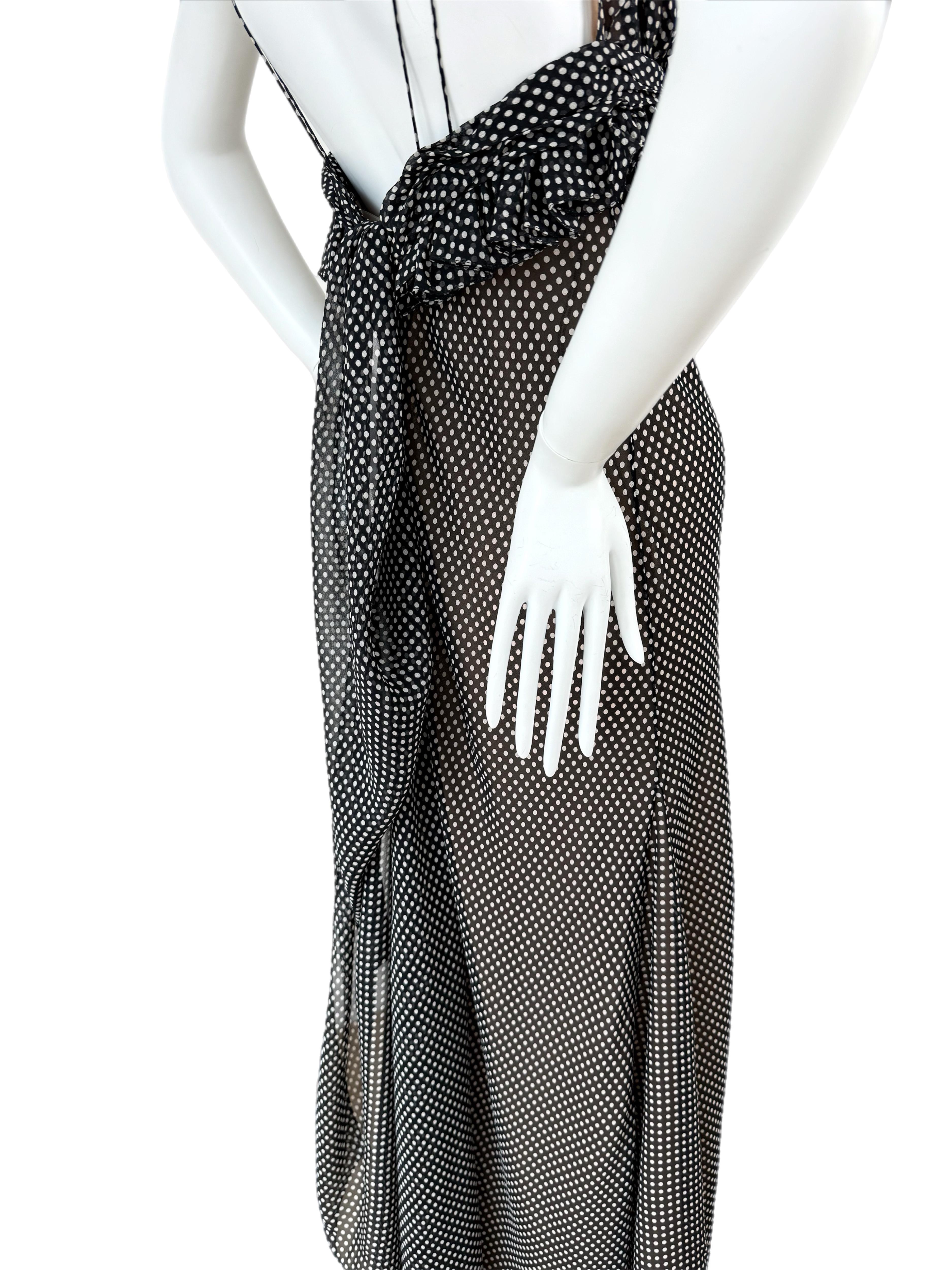 VERA WANG Vintage Silk Black + White Polka Dot Gown Maxi Dress 7