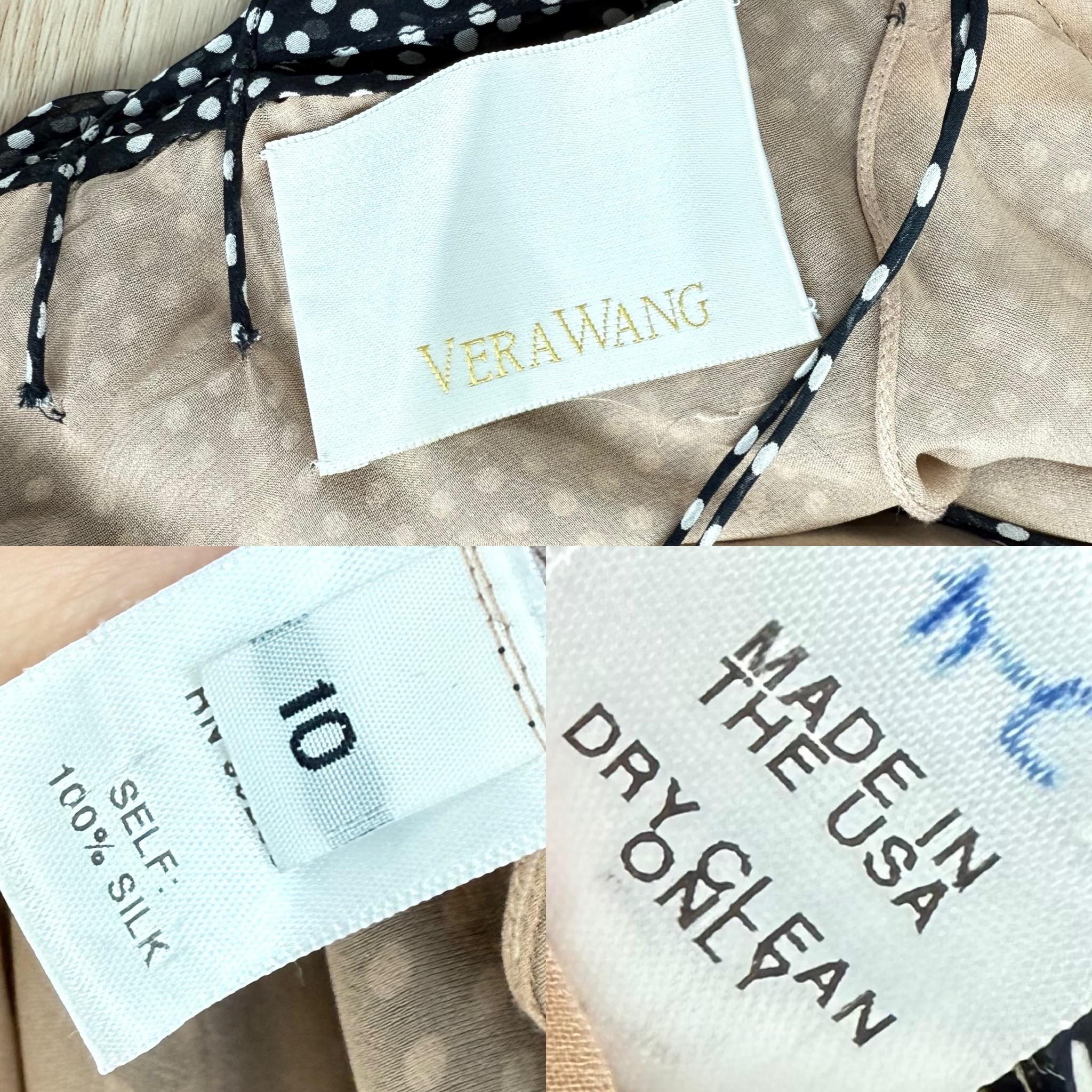 VERA WANG Vintage Silk Black + White Polka Dot Gown Maxi Dress 9