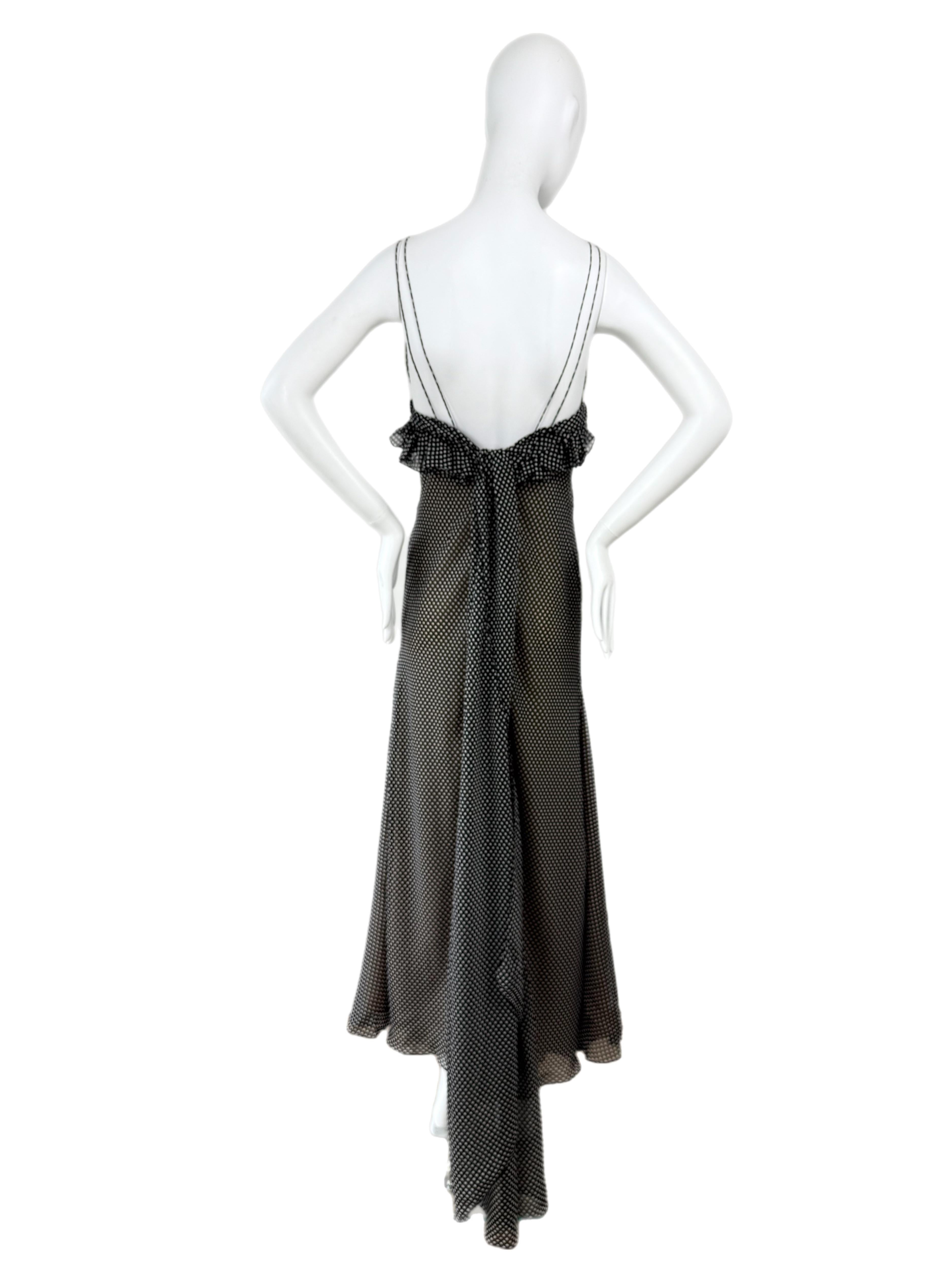 Vera Wang
Vintage
Black and white with a nude lining
Has a little piece that picks up with the bustle
100% silk
Size US 10
Excellent Condition, no flaws
Measurements in inches laying flat: length 55, pit to pit 15, smallest of waist 14 to 16

FINAL