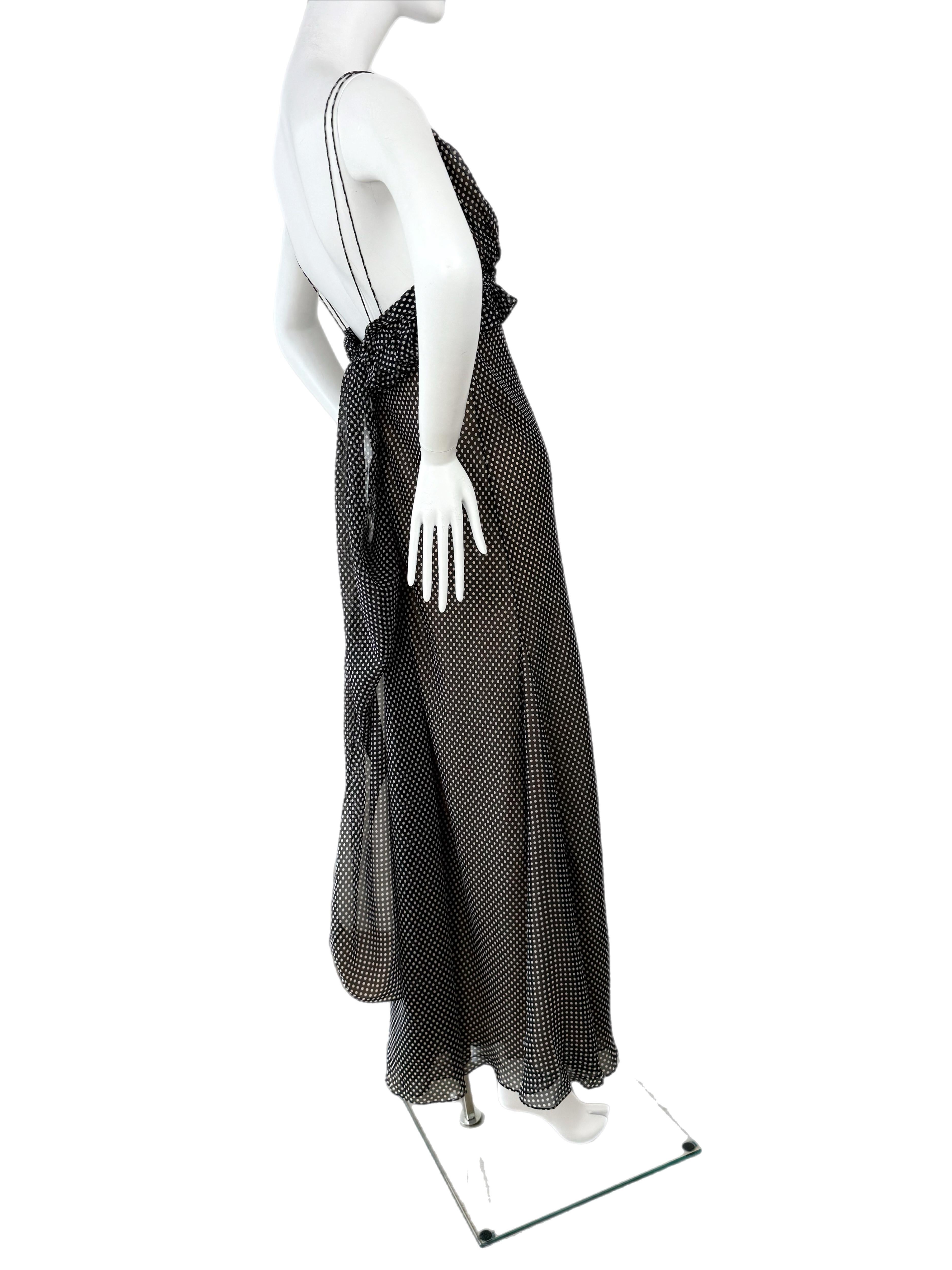 VERA WANG Vintage Silk Black + White Polka Dot Gown Maxi Dress 5
