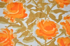 Vera Warm Shades of "Tangerine Rose Blooms" Silk Blend Scarf