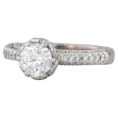 Veraggio 1.47ctw Diamond Halo Engagement Ring w/ Box GIA 18k White Gold Filigree