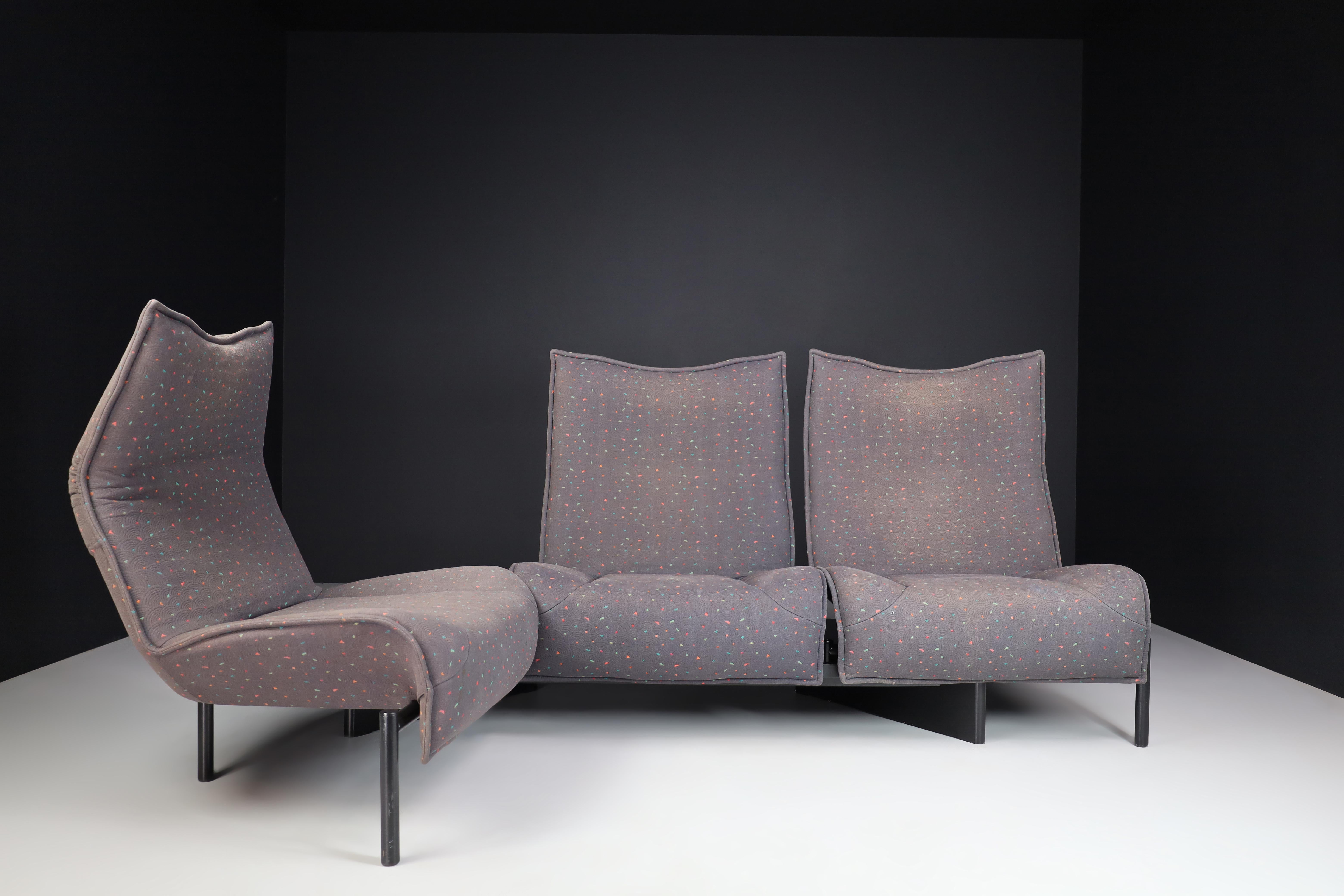 Sofa „Veranda“ aus 3-Sitzer-Stoff von Vico Magistretti für Cassina, Italien, 1980er Jahre (20. Jahrhundert) im Angebot